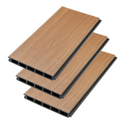 Set di 3 doghe in legno composito premium per recinzione personalizzabile Compolife - colore legno antico