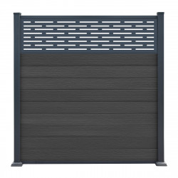 Recinzione Premium in legno composito 180xH.190cm con pannello decorativo Linea alluminio - colore grigio antracite - Compolife
