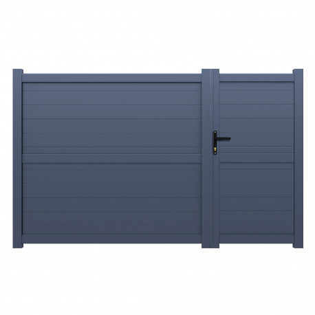 Cancello a battente asimmetrico in alluminio pronto per l'installazione 350x140 cm HORACE - X-METAL