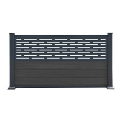 Recinzione Premium in legno composito 180xH.95cm con pannello decorativo Linea alluminio - colore grigio antracite - Compolife