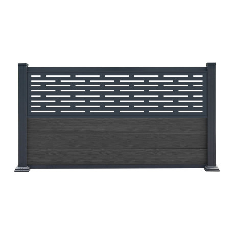 Recinzione Premium in legno composito 180xH.95cm con pannello decorativo Linea alluminio - colore grigio antracite - Compolife