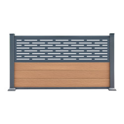 Recinzione Premium in legno composito 180xH.95cm con pannello decorativo Linea alluminio - effetto legno - Compolife