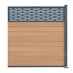 Estensione recinzione Premium legno composito 180xH.190cm + pannello Linea alluminio - effetto legno - Compolife