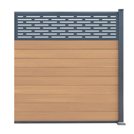 Estensione recinzione Premium legno composito 180xH.190cm + pannello Linea alluminio - effetto legno - Compolife