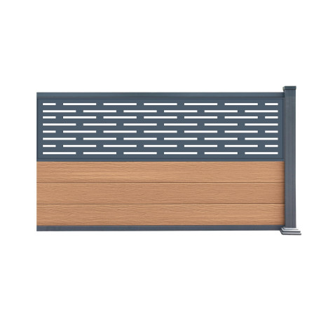 Estensione recinzione Premium legno composito 180xH.95cm + pannello Linea alluminio - effetto legno - Compolife
