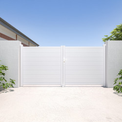 Cancello a battente in alluminio 300x142 cm GARDE - colore bianco - X-Metal