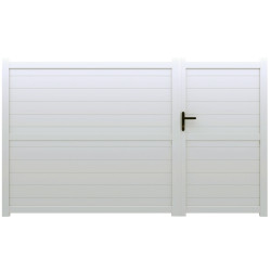 Cancello a battente asimmetrico in alluminio pronto per l'installazione 300x160cm HORACE - colore bianco - X-METAL