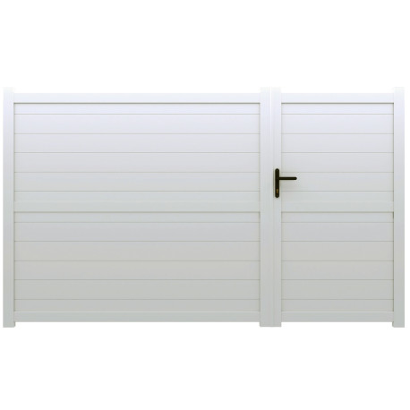 Cancello battente asimmetrico in alluminio pronto per l'installazione 350x160cm HORACE - colore bianco - X-METAL