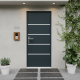 Porta d'ingresso in alluminio Lisandre 96x218cm - grigio antracite - apertura spingendo verso destra - X-METAL