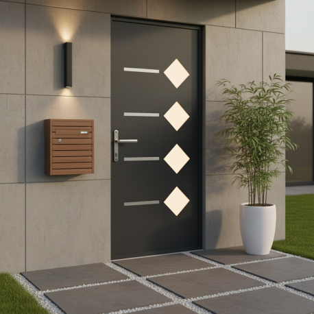 Porta d'ingresso in alluminio Axium 96x218cm - grigio antracite - apertura verso destra - X-METAL