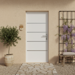 Porta d'ingresso in alluminio Lisandre 96x218cm - bianca - spinta sinistra - X-METAL