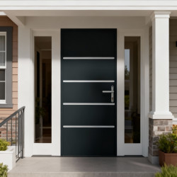 Porta d'ingresso in alluminio Lisandre 96x218cm - grigio antracite - apertura a spinta verso sinistra - X-METAL