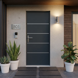 Porta d'ingresso in alluminio Lisandre 96x218cm - grigio antracite - apertura spingendo verso destra - X-METAL