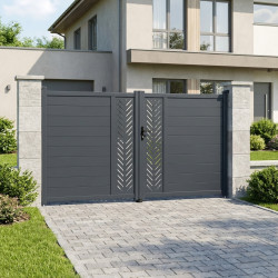 Cancello a battente in alluminio moderno 392x173cm FANCY GROW - X-Metal