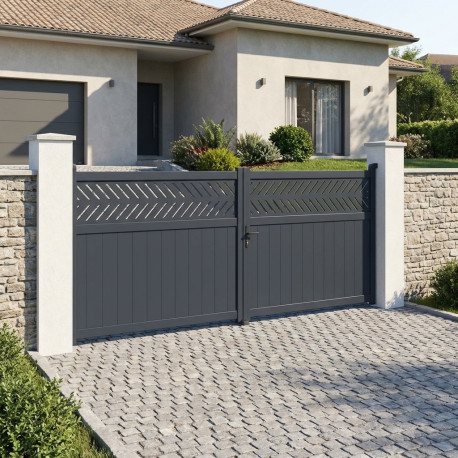 Cancello a battente in alluminio AXIS GROW 400x140cm - X-METAL