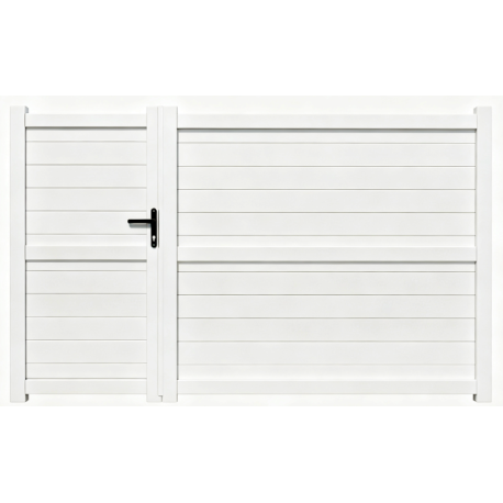 Cancello a battente asimmetrico in alluminio 300x160 cm HORACE - apertura verso sinistra - colore bianco - X-METAL