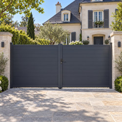 Cancello a battente integrale in alluminio moderno 300x142cm GARDE - X-Metal