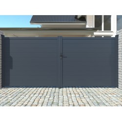 Cancello a battente integrale in alluminio moderno 392x173cm GARDE - X-Metal