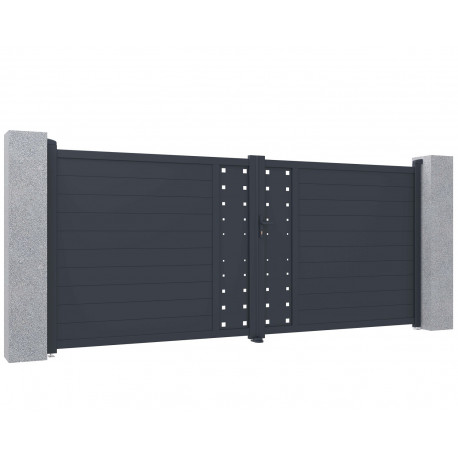 Cancello a battente in alluminio moderno 392x173cm FANCY FILM - X-Metal